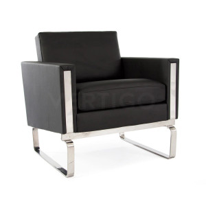 Fauteuil Lounge Viner - Cuir Italien Noir