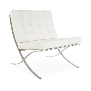 Barna Lounge Chair - White Italian Leather