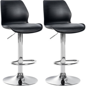 Set of 2 Gilbert Bar Armchair - Chrome / Black Leather