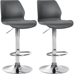 Set of 2 Gilbert Bar Armchair - Chrome / Gray Leather