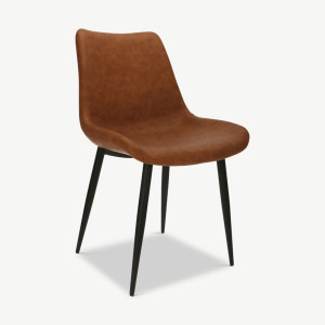 Vibeo Dining Chair, Brown PU Leather