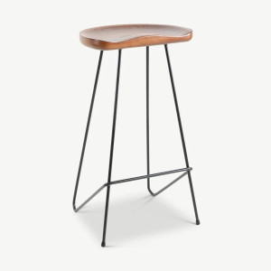 Vilma Bar Stool, Natural Wood & Steel