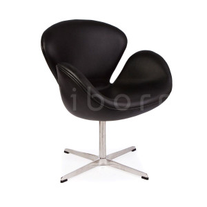 Siborr Lounge Chair - Schwarzes italienisches Leder